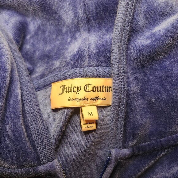Juicy Couture Blue Velour Hoodie – Classic Y2K Cozy Chic (M) - Picture 2 of 3